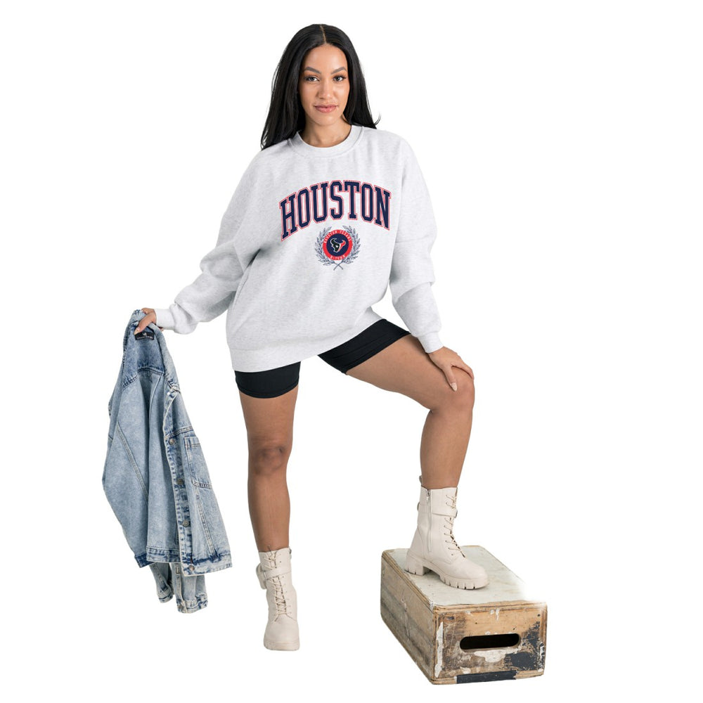 Houston Texans  Gameday Couture Women's Traditional Logo Oversized Premium Fleece Pullover Sweatshirt