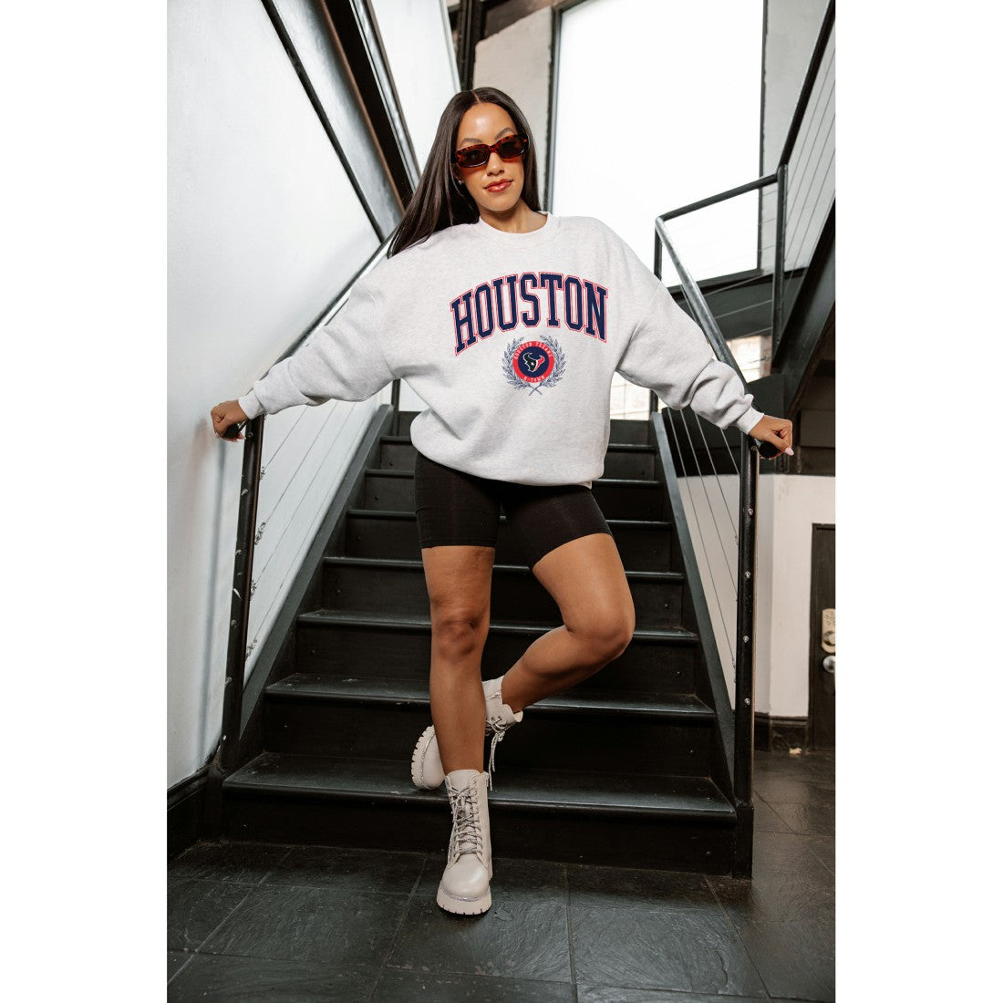 Houston Texans  Gameday Couture Women's Traditional Logo Oversized Premium Fleece Pullover Sweatshirt