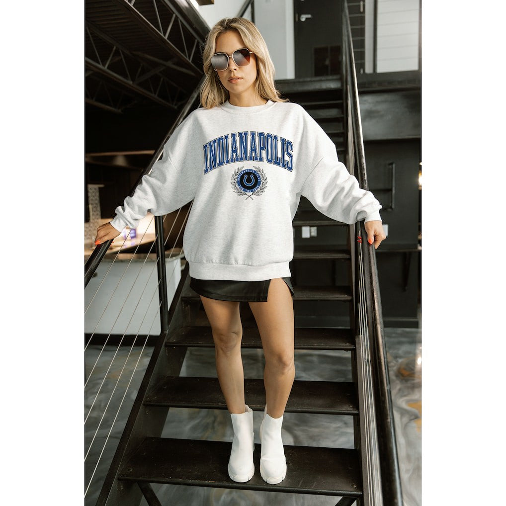 Indianapolis Colts  Gameday Couture Women's Traditional Logo Oversized Premium Fleece Pullover Sweatshirt