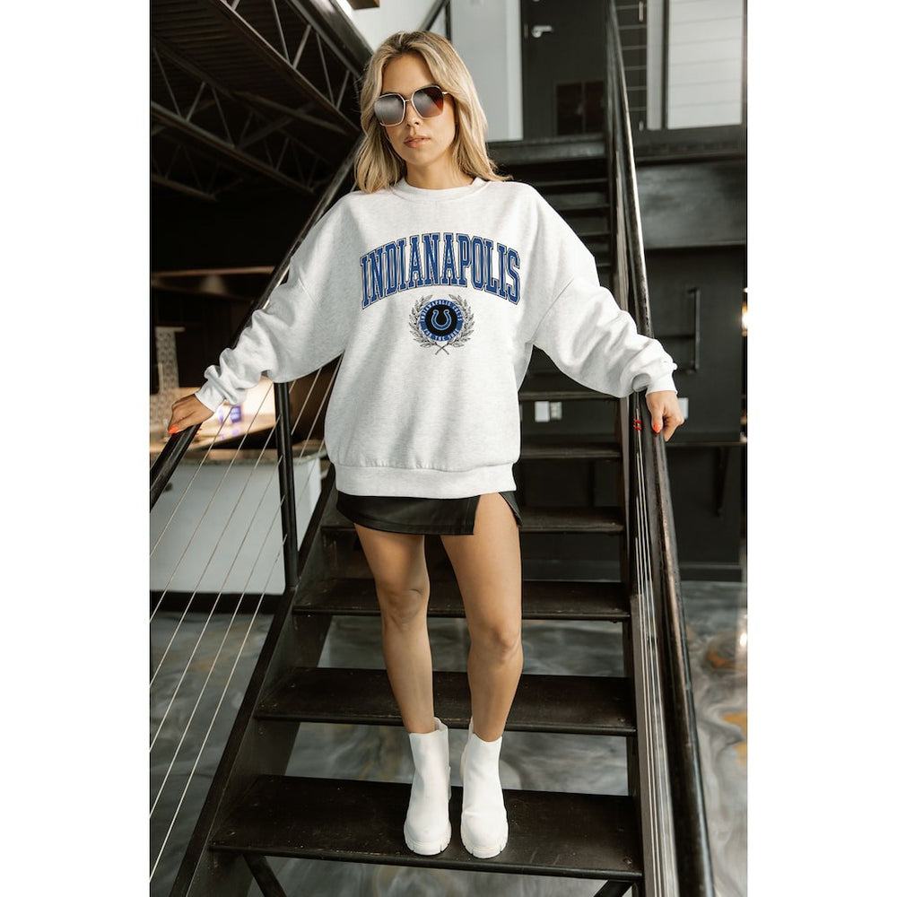 Indianapolis Colts  Gameday Couture Women's Traditional Logo Oversized Premium Fleece Pullover Sweatshirt