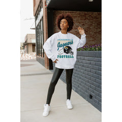 Jacksonville Jaguars  Gameday Couture Women's Home Turf Oversized Premium Fleece Pullover Sweatshirt