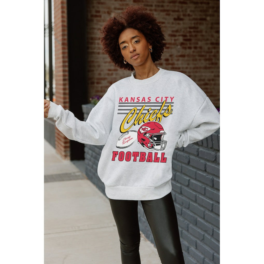 Kansas City Chiefs  Gameday Couture Women's Home Turf Oversized Premium Fleece Pullover Sweatshirt