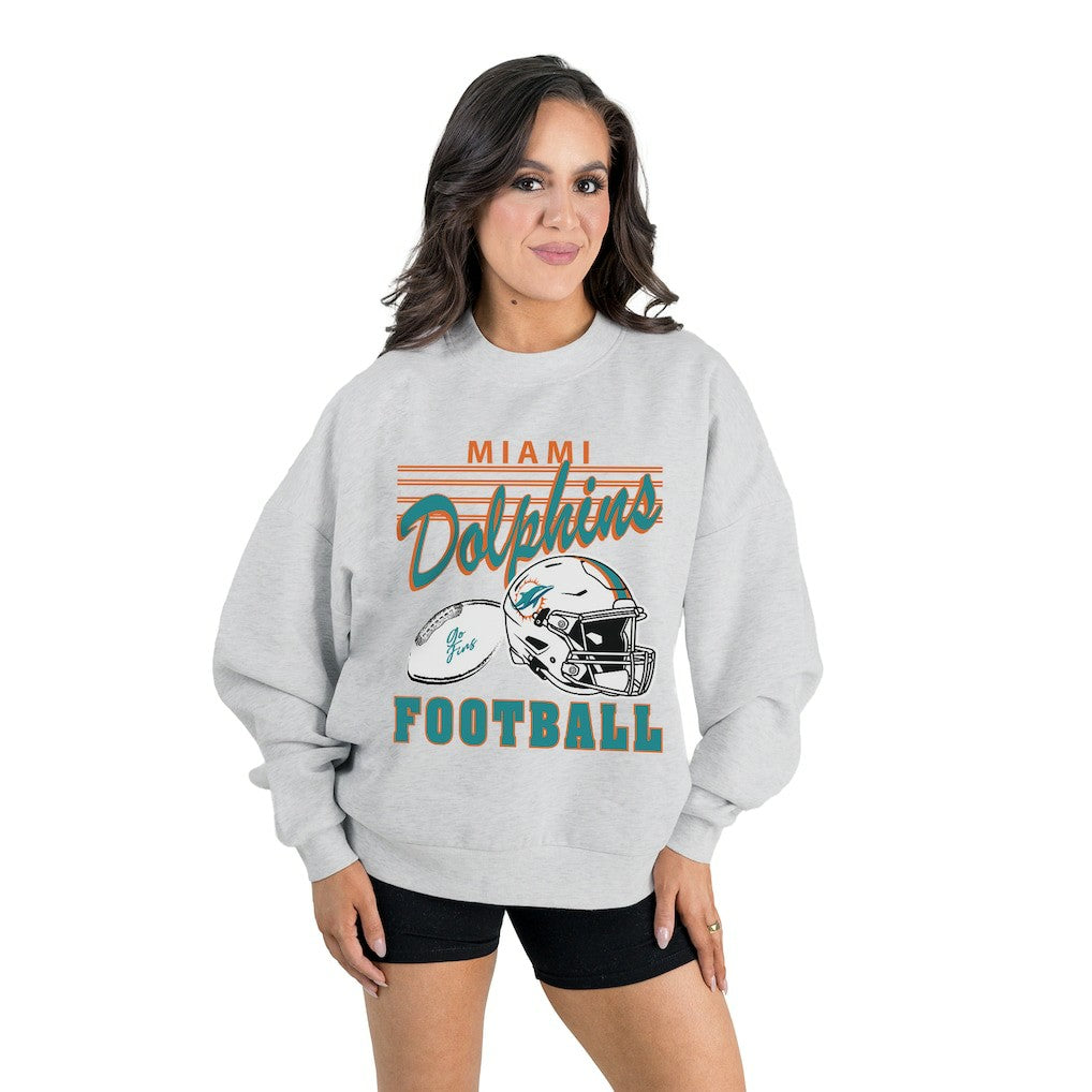 Miami Dolphins  Gameday Couture Women's Home Turf Oversized Premium Fleece Pullover Sweatshirt
