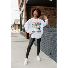 Miami Dolphins  Gameday Couture Women's Home Turf Oversized Premium Fleece Pullover Sweatshirt