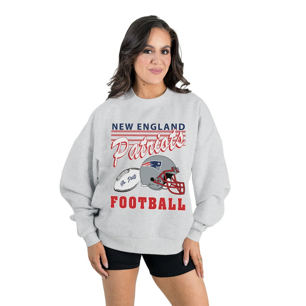 New England Patriots  Gameday Couture Women's Home Turf Oversized Premium Fleece Pullover Sweatshirt