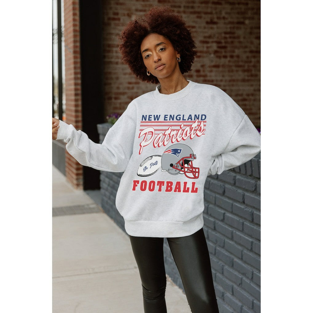 New England Patriots  Gameday Couture Women's Home Turf Oversized Premium Fleece Pullover Sweatshirt