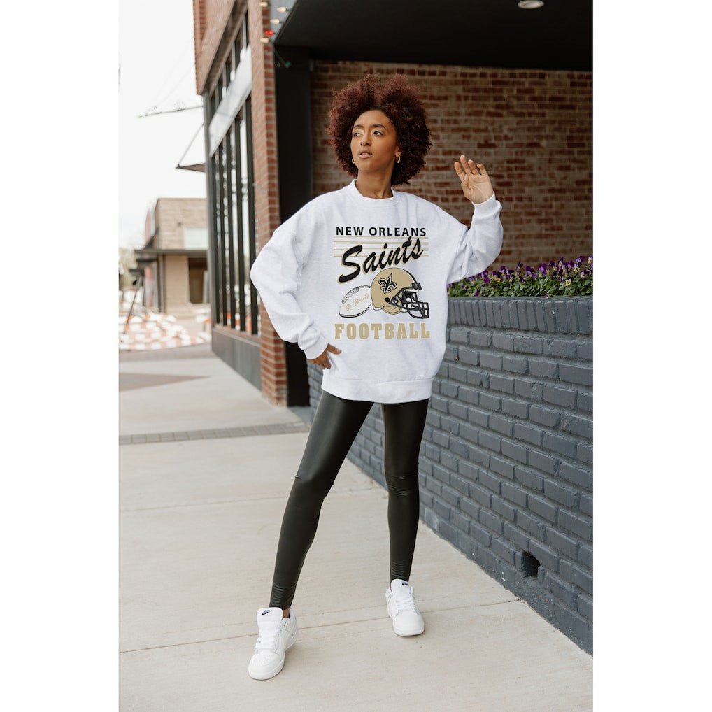 New Orleans Saints  Gameday Couture Women's Home Turf Oversized Premium Fleece Pullover Sweatshirt