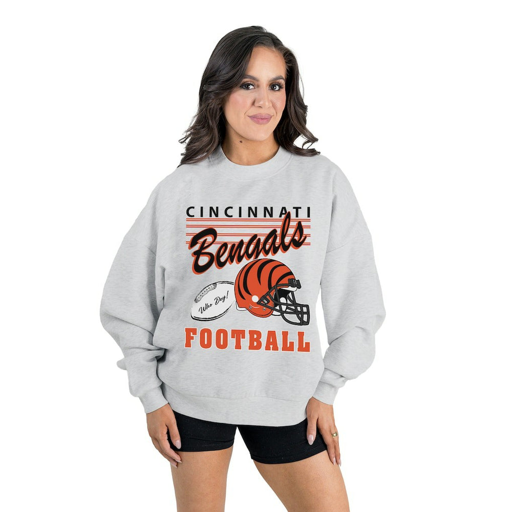 Cincinnati Bengals  Gameday Couture Women's Home Turf Oversized Premium Fleece Pullover Sweatshirt