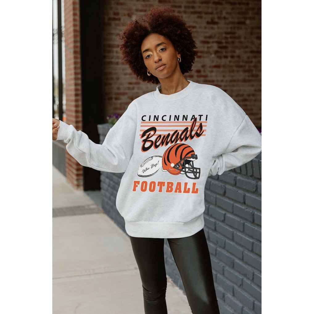 Cincinnati Bengals  Gameday Couture Women's Home Turf Oversized Premium Fleece Pullover Sweatshirt