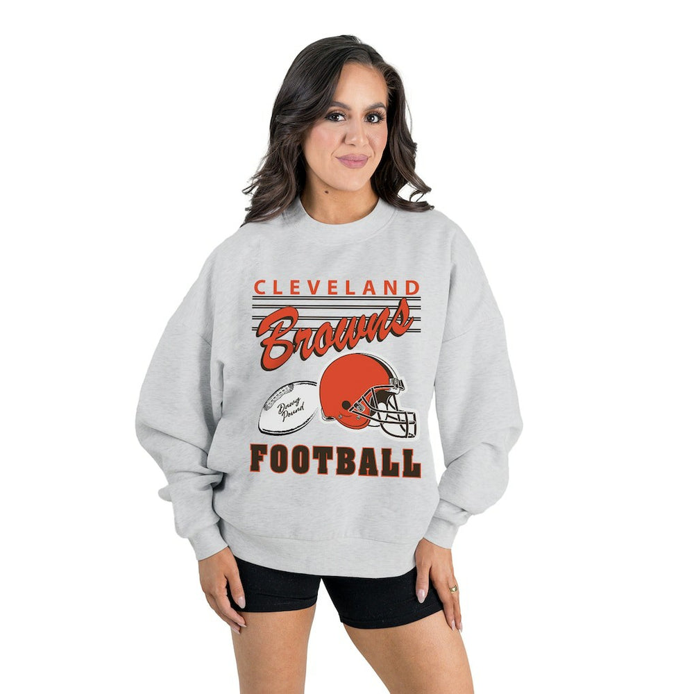 Cleveland Browns  Gameday Couture Women's Home Turf Oversized Premium Fleece Pullover Sweatshirt