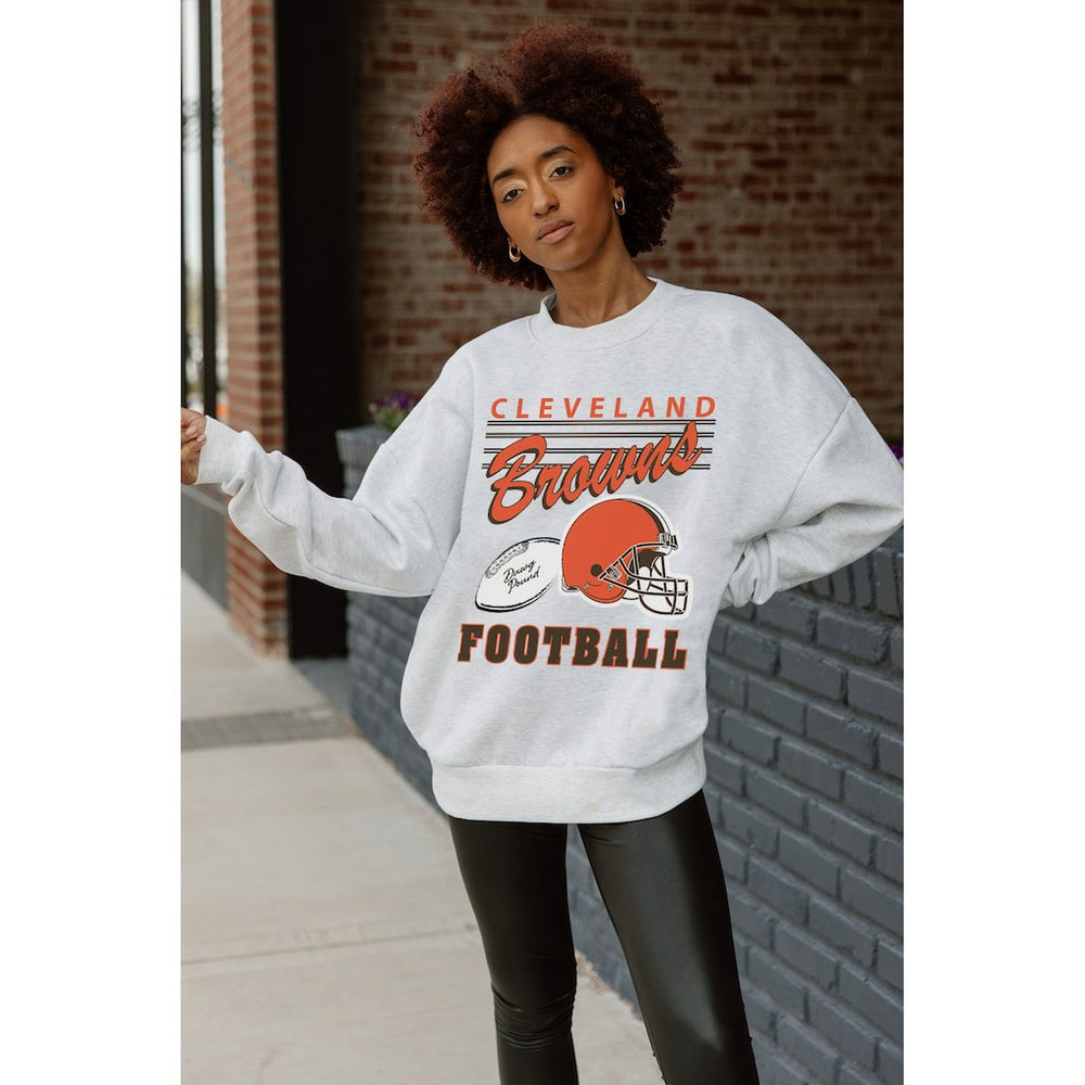 Cleveland Browns  Gameday Couture Women's Home Turf Oversized Premium Fleece Pullover Sweatshirt