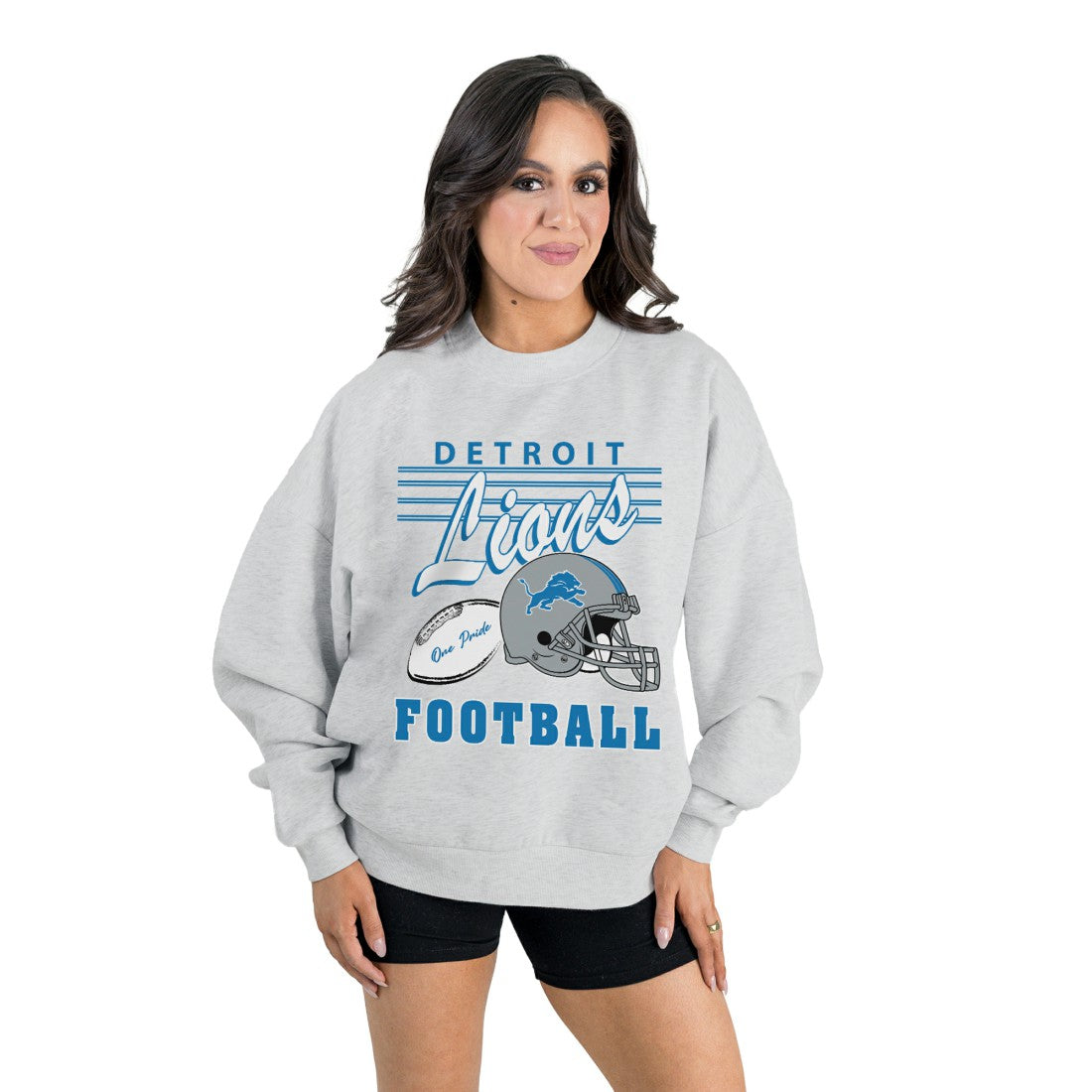 Detroit Lions  Gameday Couture Women's Home Turf Oversized Premium Fleece Pullover Sweatshirt