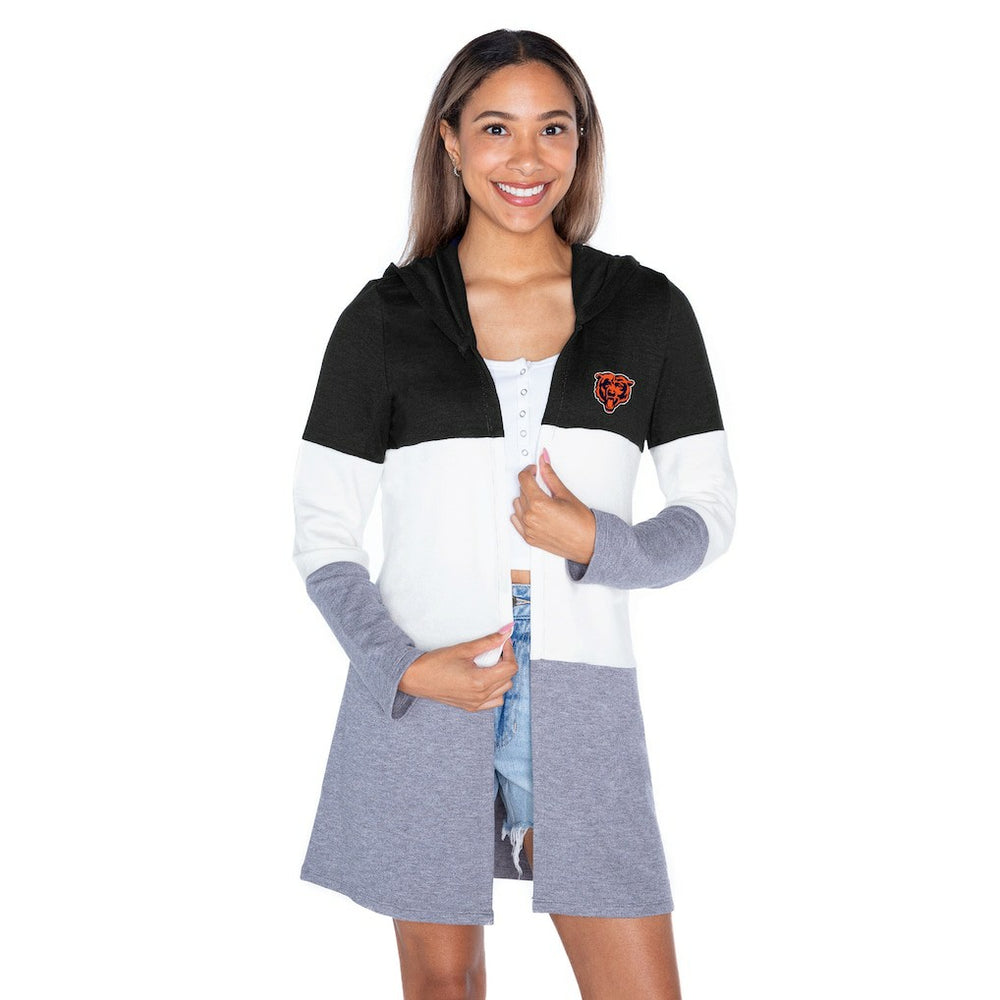 Chicago Bears  Gameday Couture Women's Tri-Blend Color Block Lightweight Cardigan Hoodie