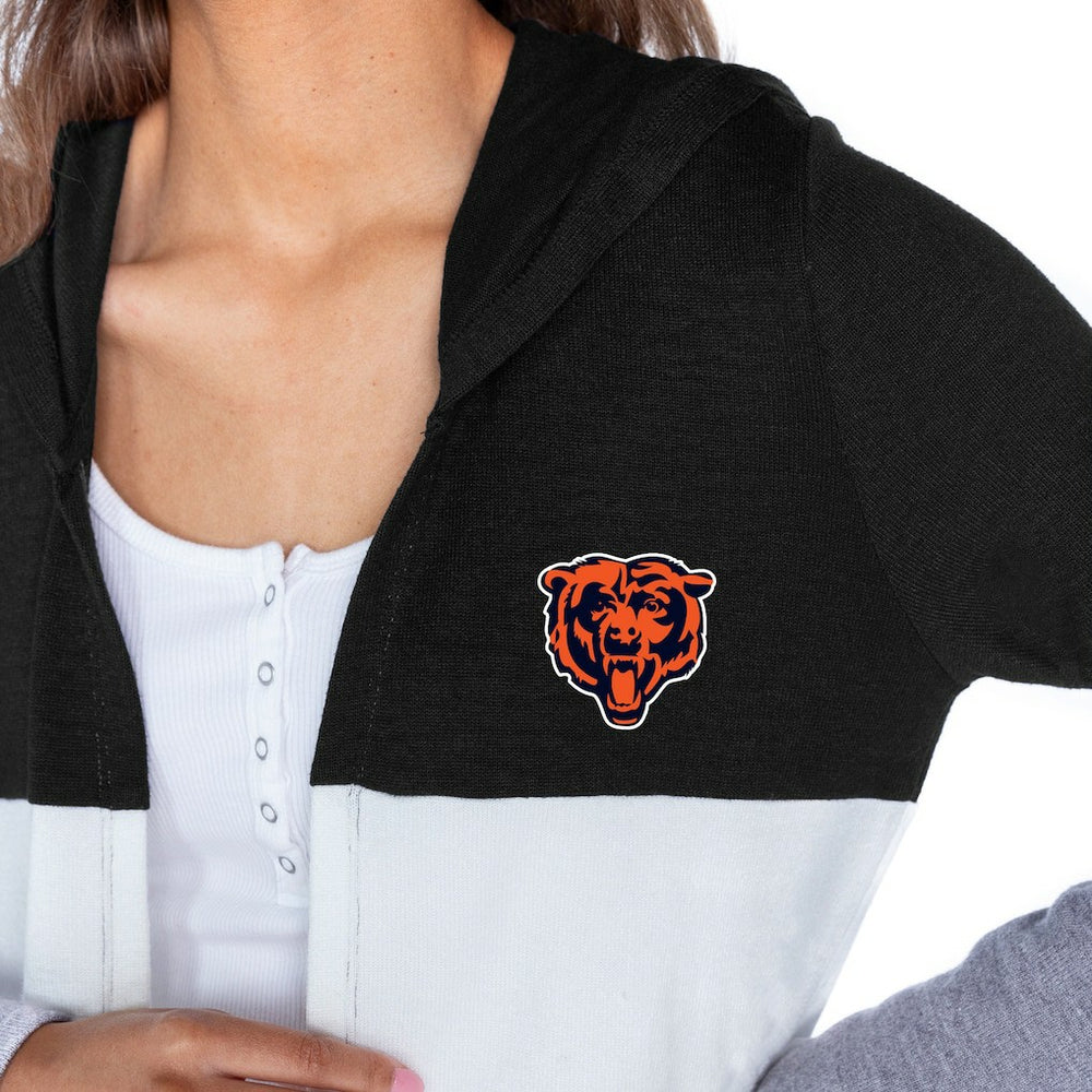 Chicago Bears  Gameday Couture Women's Tri-Blend Color Block Lightweight Cardigan Hoodie