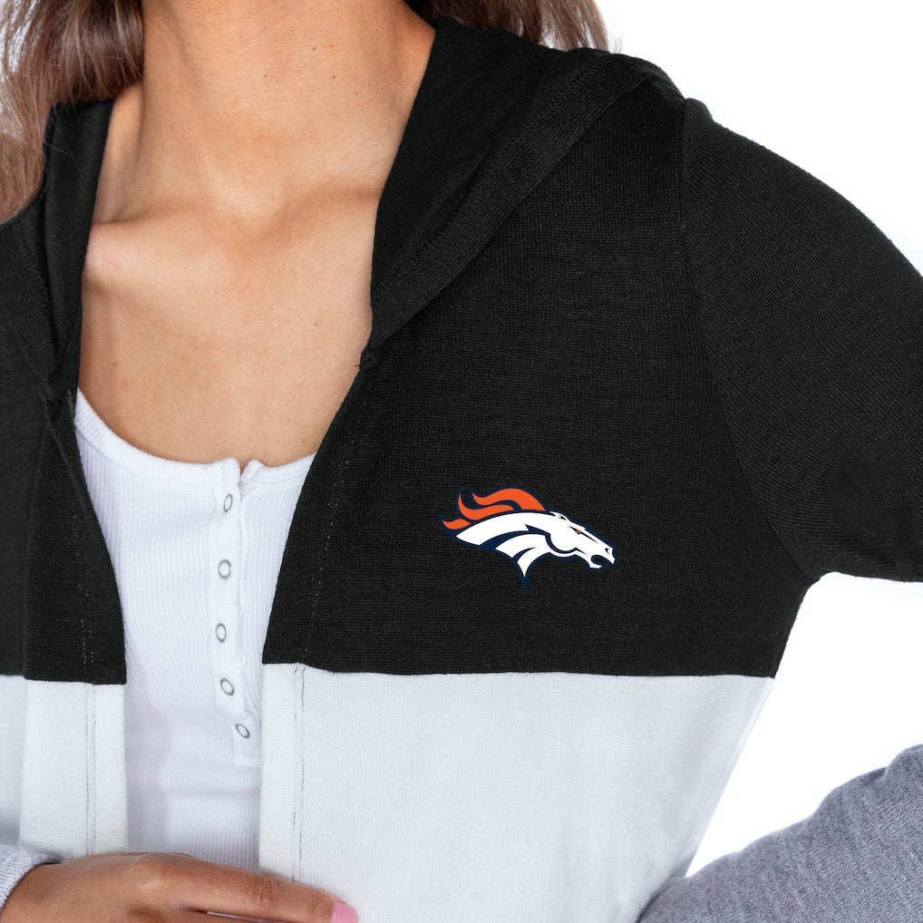 Denver Broncos  Gameday Couture Women's Tri-Blend Color Block Lightweight Cardigan Hoodie