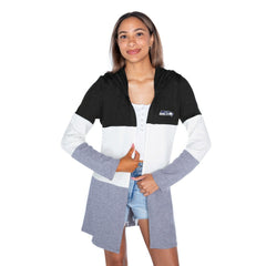 Seattle Seahawks  Gameday Couture Women's Tri-Blend Color Block Lightweight Cardigan Hoodie