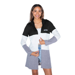 Seattle Seahawks  Gameday Couture Women's Tri-Blend Color Block Lightweight Cardigan Hoodie