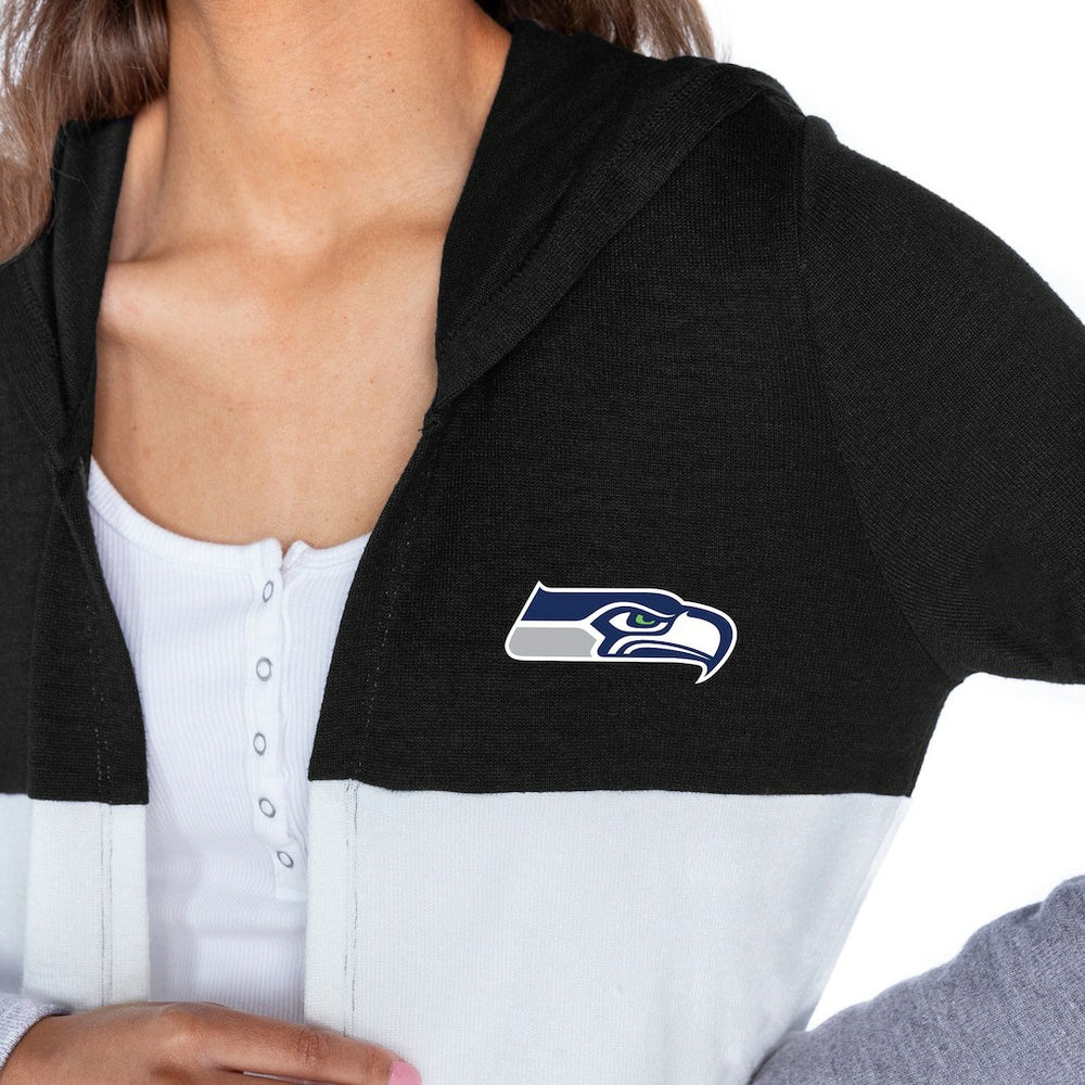 Seattle Seahawks  Gameday Couture Women's Tri-Blend Color Block Lightweight Cardigan Hoodie