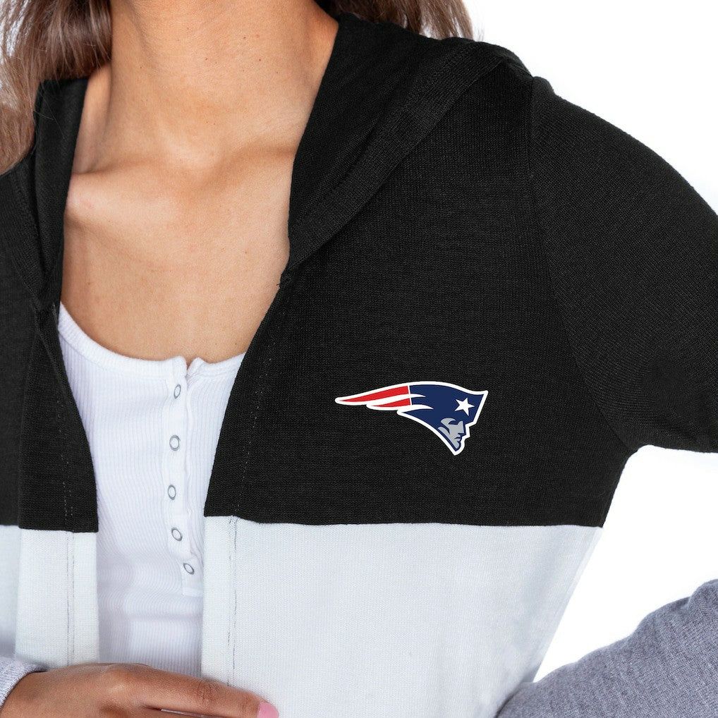 New England Patriots  Gameday Couture Women's Tri-Blend Color Block Lightweight Cardigan Hoodie