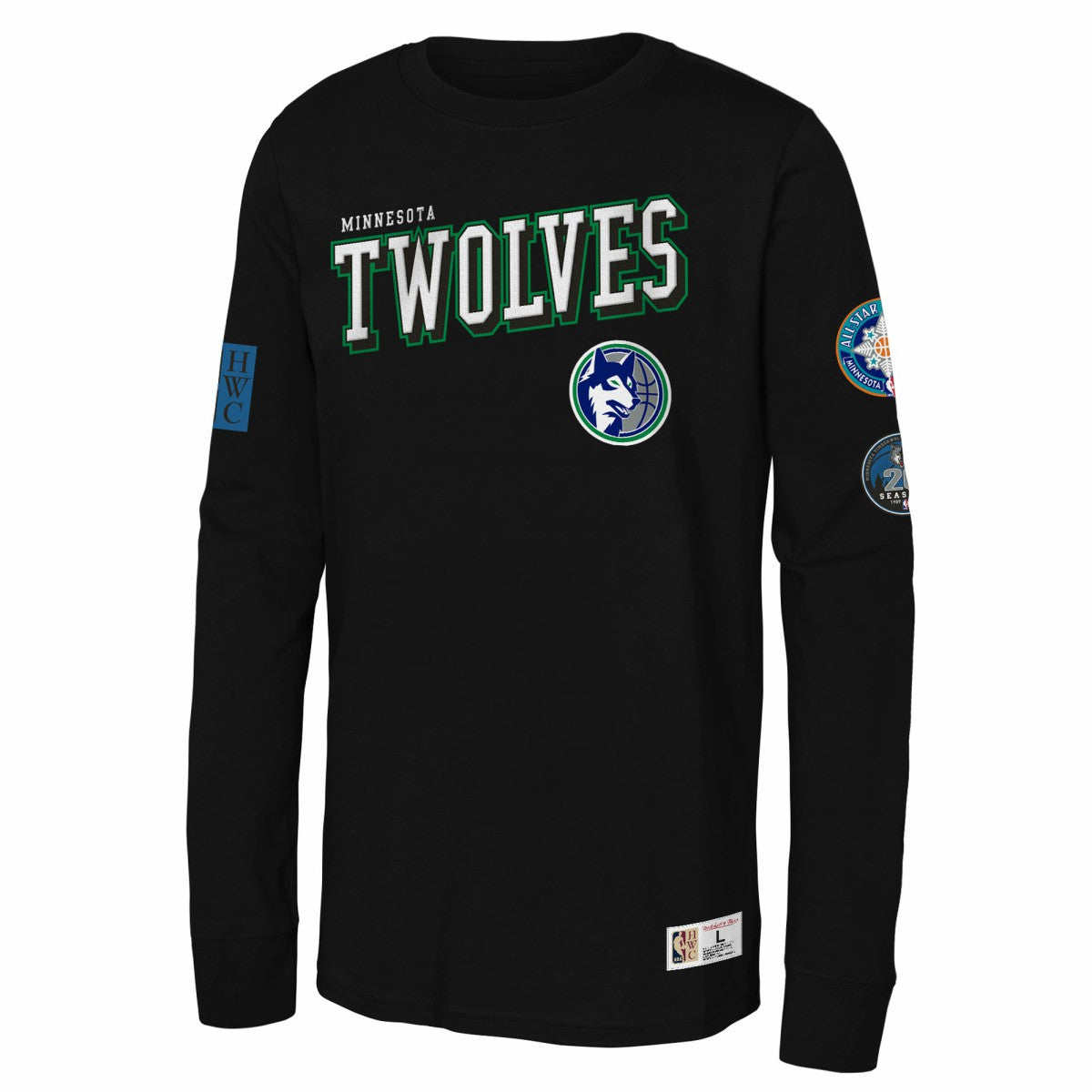 Minnesota Timberwolves Youth Hardwood Classics Training Camp Long Sleeve T-Shirt New