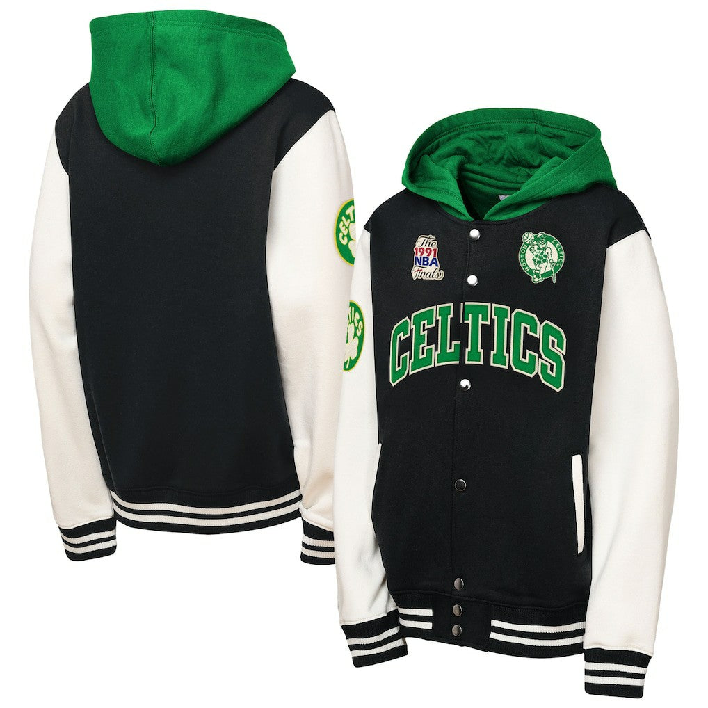 Boston Celtics Youth Hardwood Classics Courtside Fleece Full-Snap Hoodie Jacket Online