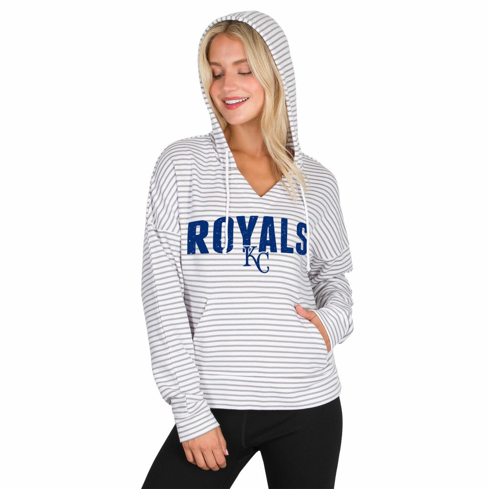 Kansas City Royals Concepts Sport Women's Liftoff Striped V-Neck Hoodie | MLB On Sale