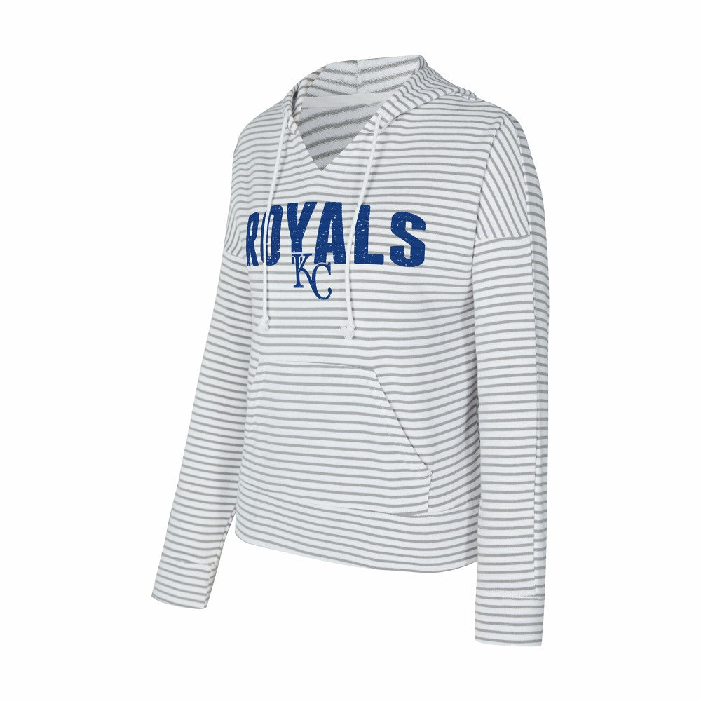 Kansas City Royals Concepts Sport Women's Liftoff Striped V-Neck Hoodie | MLB On Sale