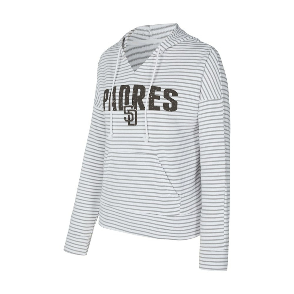 San Diego Padres Concepts Sport Women's Liftoff Striped V-Neck Hoodie | MLB Sale