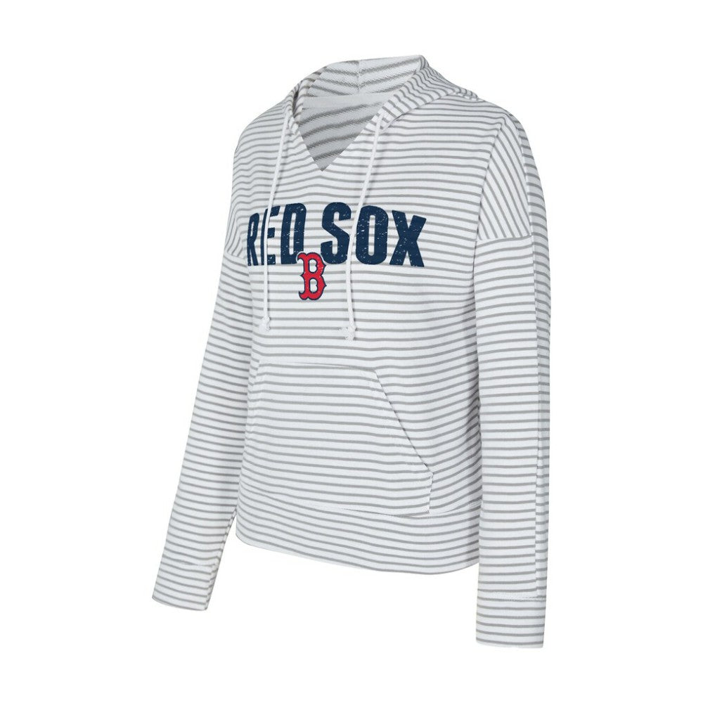 Boston Red Sox Concepts Sport Women's Liftoff Striped V-Neck Hoodie | MLB Outlet