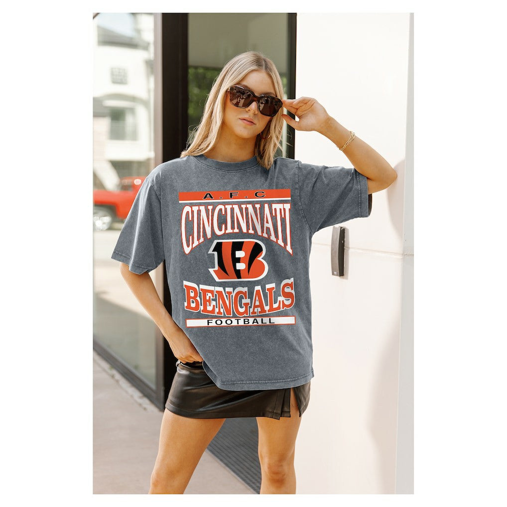 Cincinnati Bengals  Gameday Couture Women's Oversized Classic Grind Washed T-Shirt