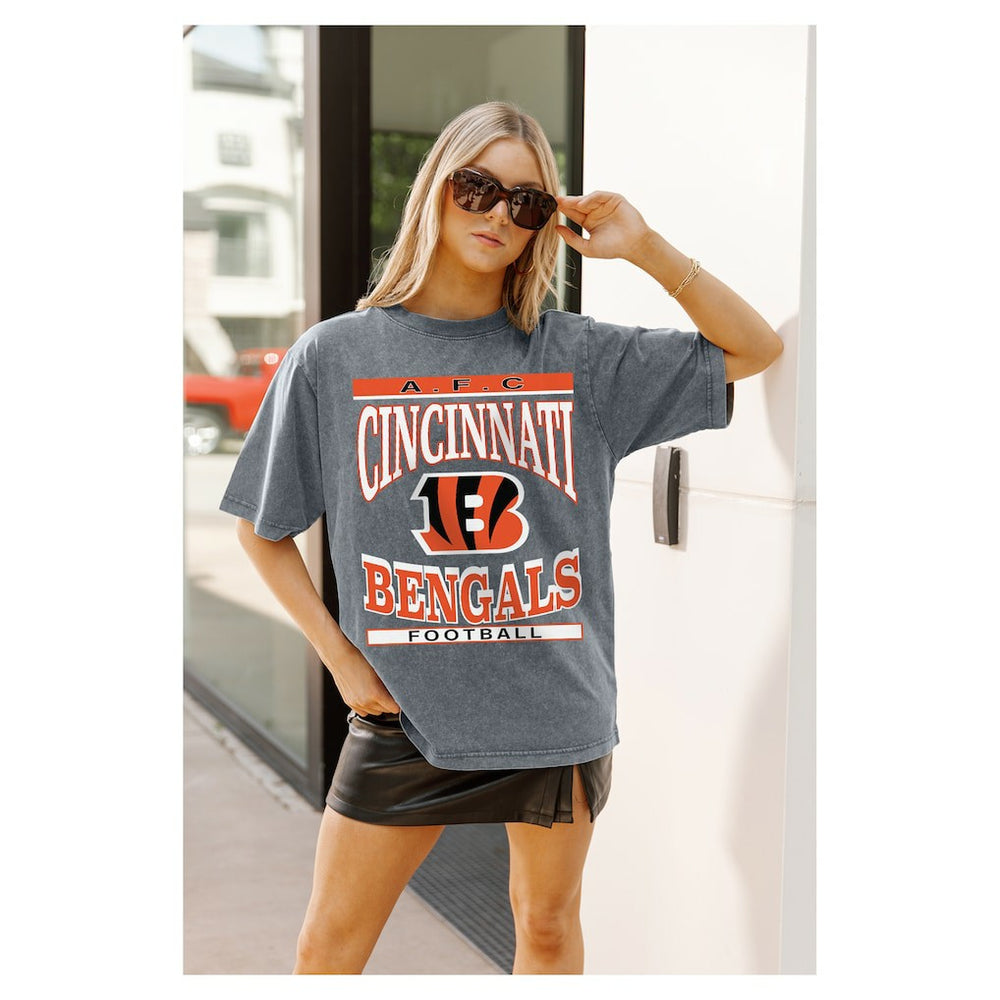 Cincinnati Bengals  Gameday Couture Women's Oversized Classic Grind Washed T-Shirt