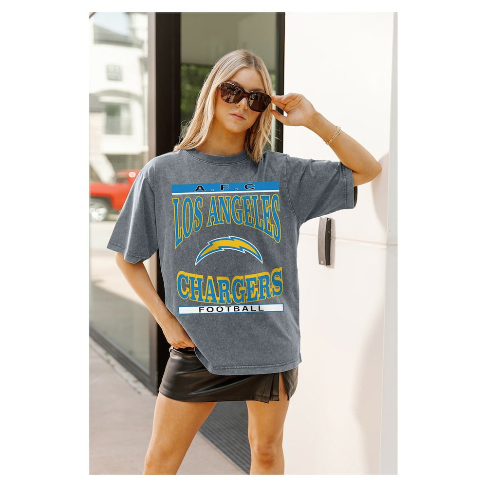 Los Angeles Chargers  Gameday Couture Women's Oversized Classic Grind Washed T-Shirt