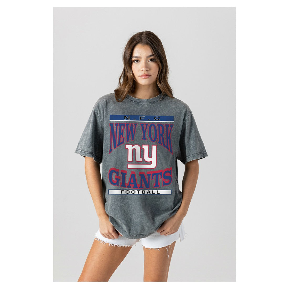 New York Giants  Gameday Couture Women's Oversized Classic Grind Washed T-Shirt