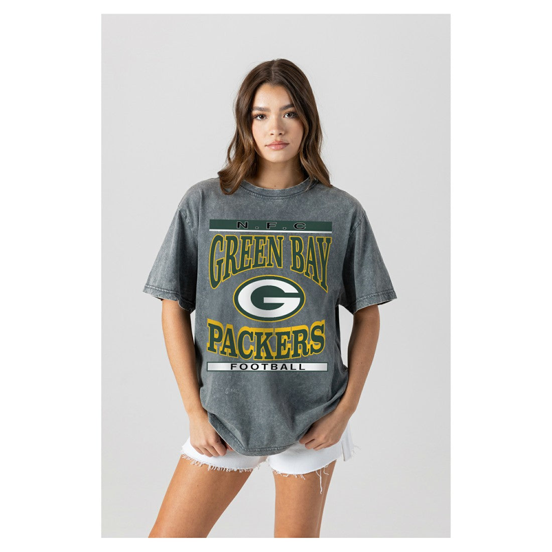 Green Bay Packers  Gameday Couture Women's Oversized Classic Grind Washed T-Shirt