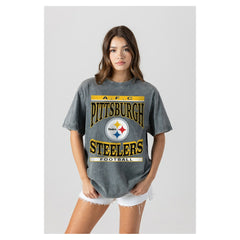 Pittsburgh Steelers  Gameday Couture Women's Oversized Classic Grind Washed T-Shirt
