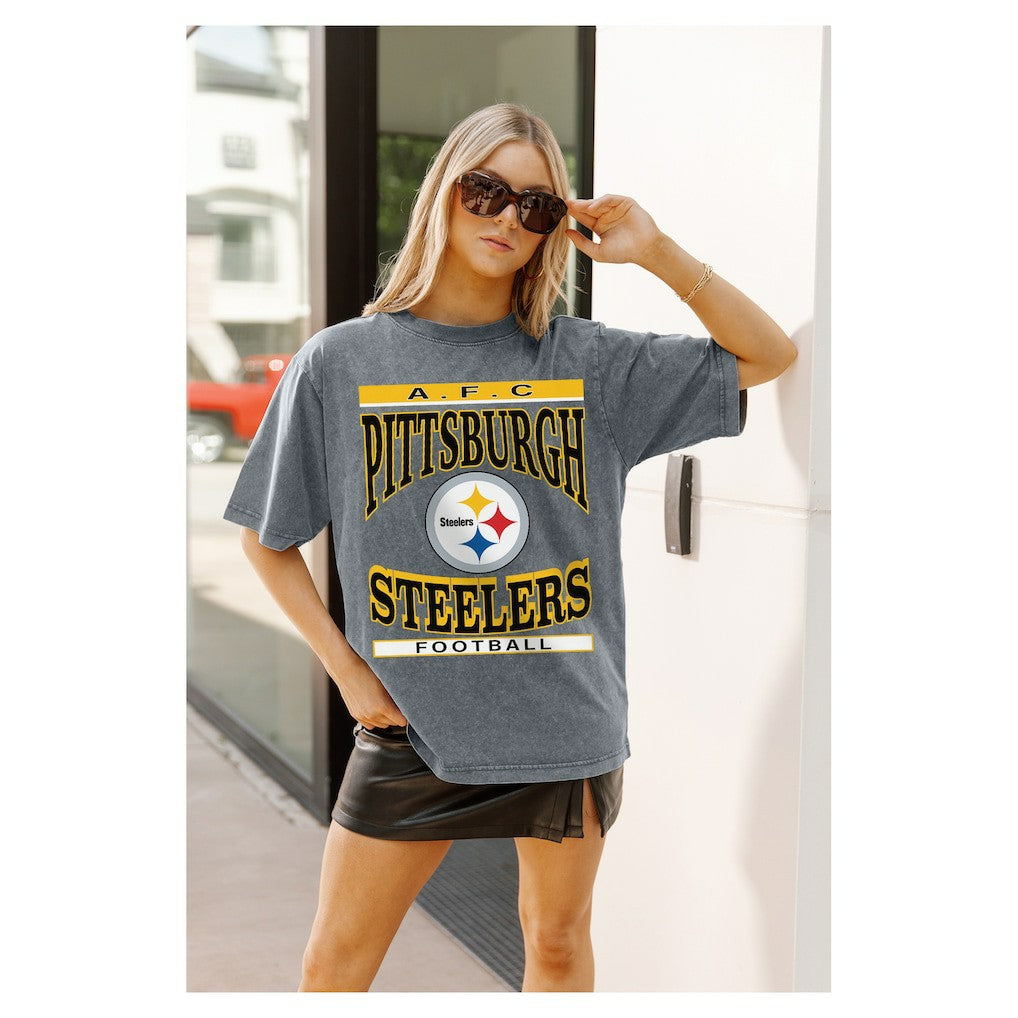 Pittsburgh Steelers  Gameday Couture Women's Oversized Classic Grind Washed T-Shirt