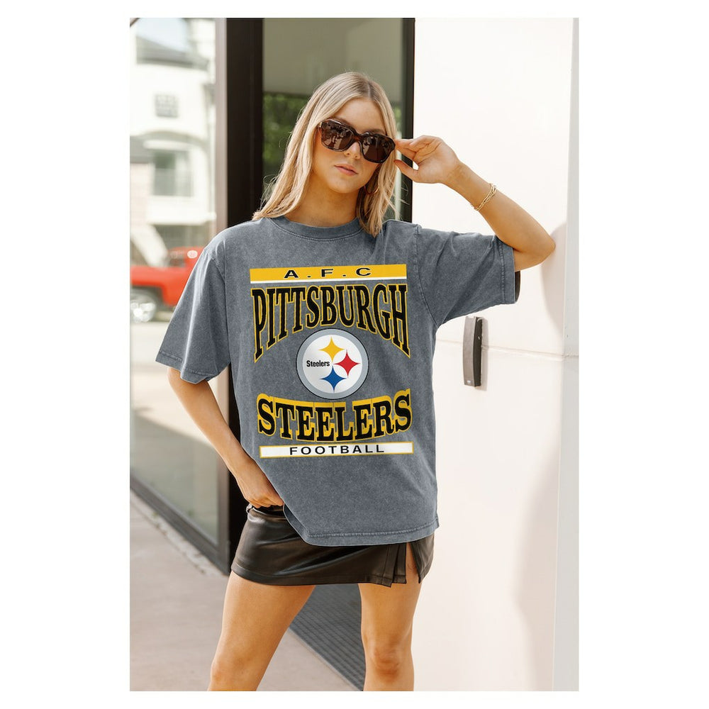 Pittsburgh Steelers  Gameday Couture Women's Oversized Classic Grind Washed T-Shirt