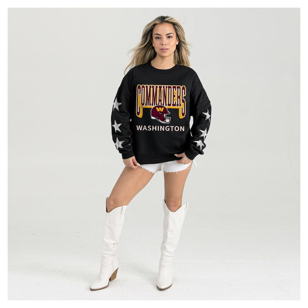 Washington Commanders  Gameday Couture Women's Pure Victory Rhinestud Star-Sleeve Pullover Sweatshirt