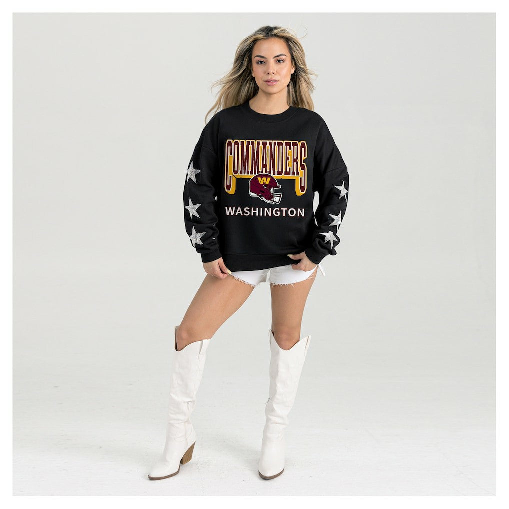 Washington Commanders  Gameday Couture Women's Pure Victory Rhinestud Star-Sleeve Pullover Sweatshirt
