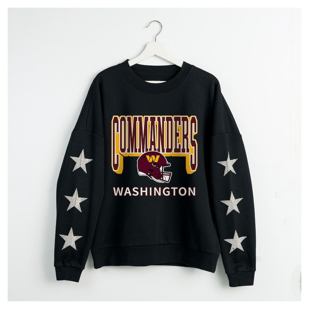 Washington Commanders  Gameday Couture Women's Pure Victory Rhinestud Star-Sleeve Pullover Sweatshirt