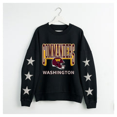 Washington Commanders  Gameday Couture Women's Pure Victory Rhinestud Star-Sleeve Pullover Sweatshirt
