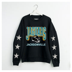 Jacksonville Jaguars  Gameday Couture Women's Pure Victory Rhinestud Star-Sleeve Pullover Sweatshirt