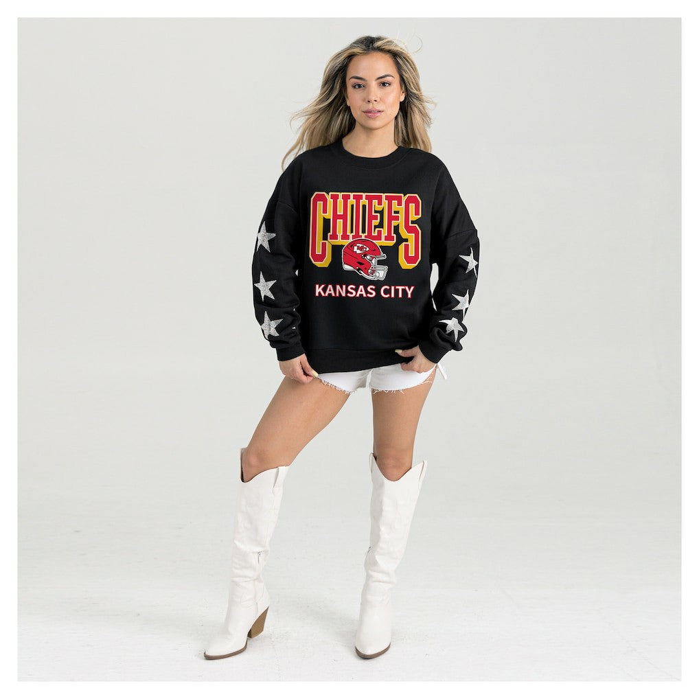 Kansas City Chiefs  Gameday Couture Women's Pure Victory Rhinestud Star-Sleeve Pullover Sweatshirt