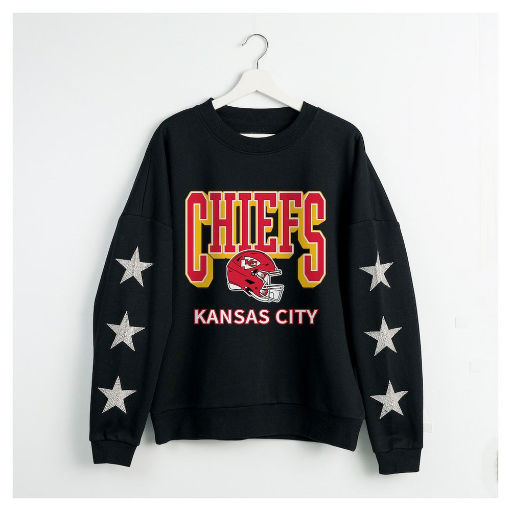 Kansas City Chiefs  Gameday Couture Women's Pure Victory Rhinestud Star-Sleeve Pullover Sweatshirt