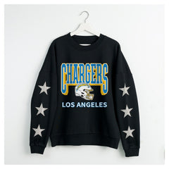 Los Angeles Chargers  Gameday Couture Women's Pure Victory Rhinestud Star-Sleeve Pullover Sweatshirt