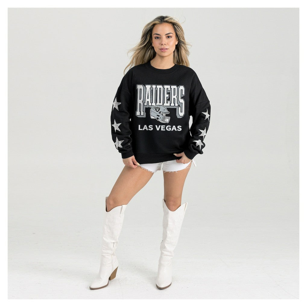 Las Vegas Raiders  Gameday Couture Women's Pure Victory Rhinestud Star-Sleeve Pullover Sweatshirt