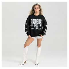 Las Vegas Raiders  Gameday Couture Women's Pure Victory Rhinestud Star-Sleeve Pullover Sweatshirt