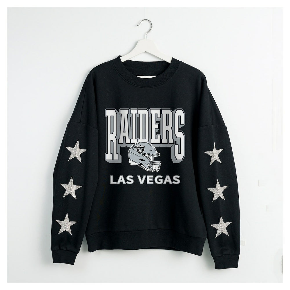 Las Vegas Raiders  Gameday Couture Women's Pure Victory Rhinestud Star-Sleeve Pullover Sweatshirt