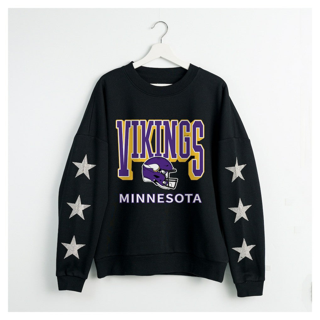 Minnesota Vikings  Gameday Couture Women's Pure Victory Rhinestud Star-Sleeve Pullover Sweatshirt