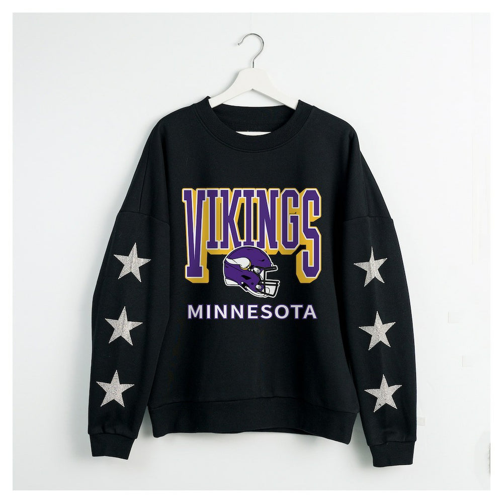 Minnesota Vikings  Gameday Couture Women's Pure Victory Rhinestud Star-Sleeve Pullover Sweatshirt